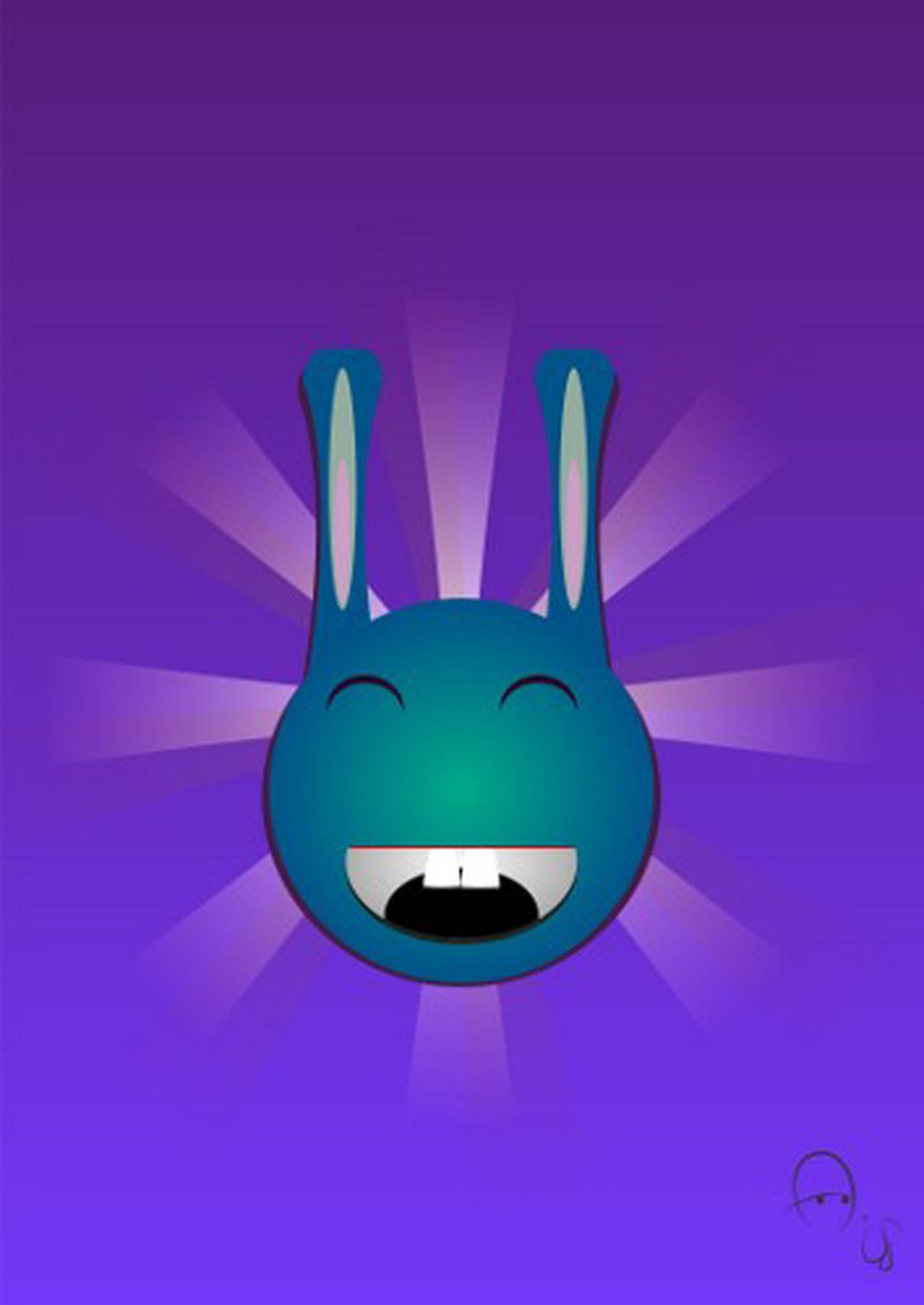 Very happy blue bunny