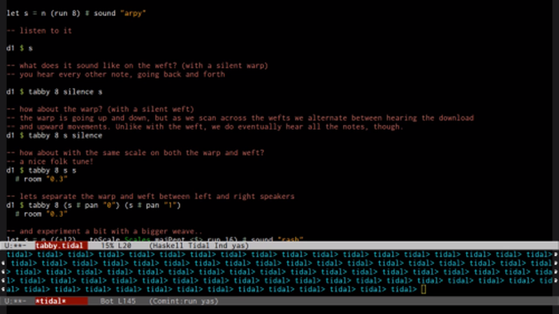 TidalCycles code from yaxu